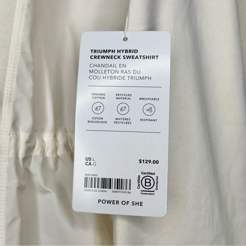 Athleta Ivory Magnolia White Triumph Hybrid Crewneck Sweatshirt Sz L NWT - Picture 9 of 16